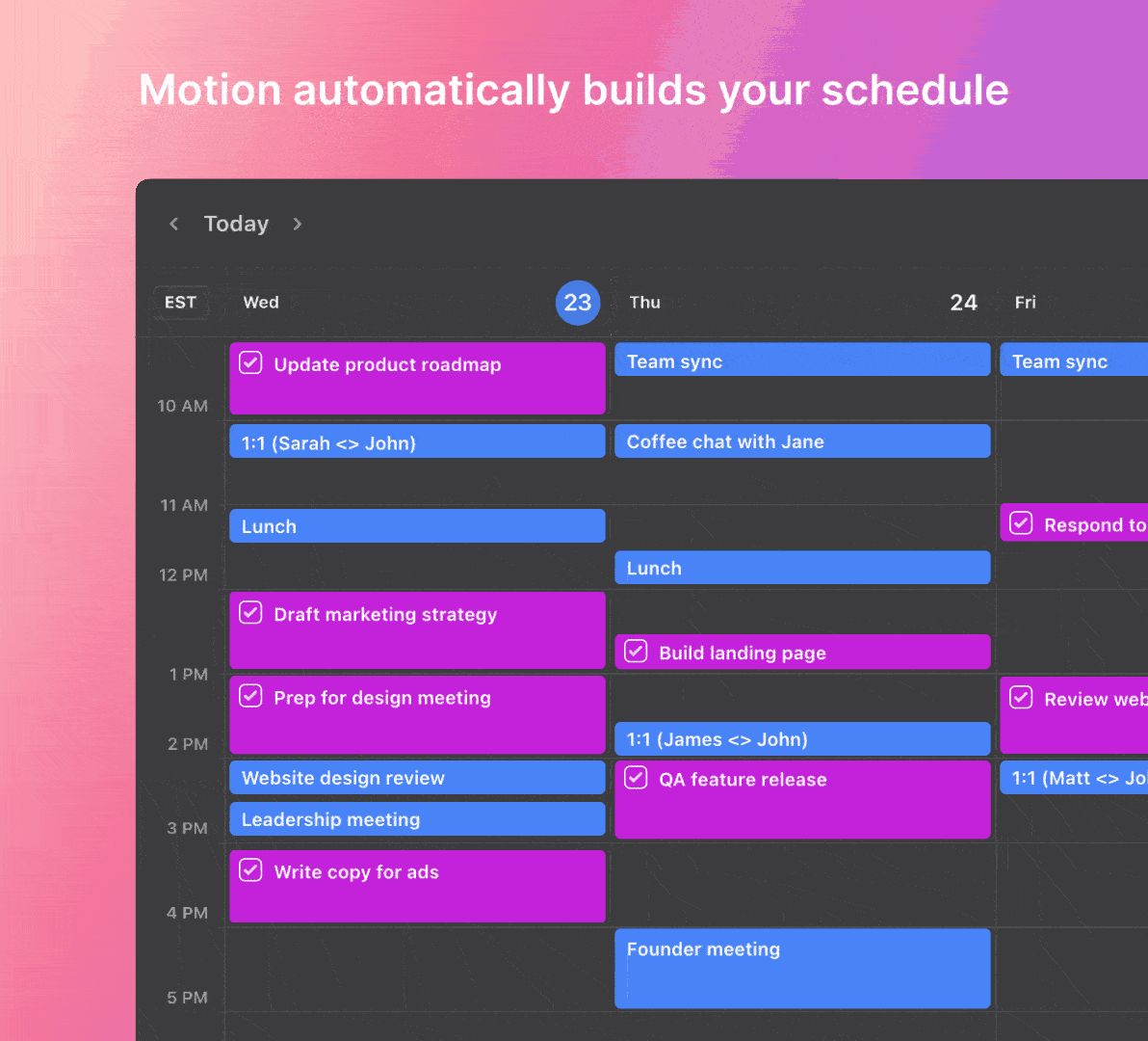 Motion calendar functionality