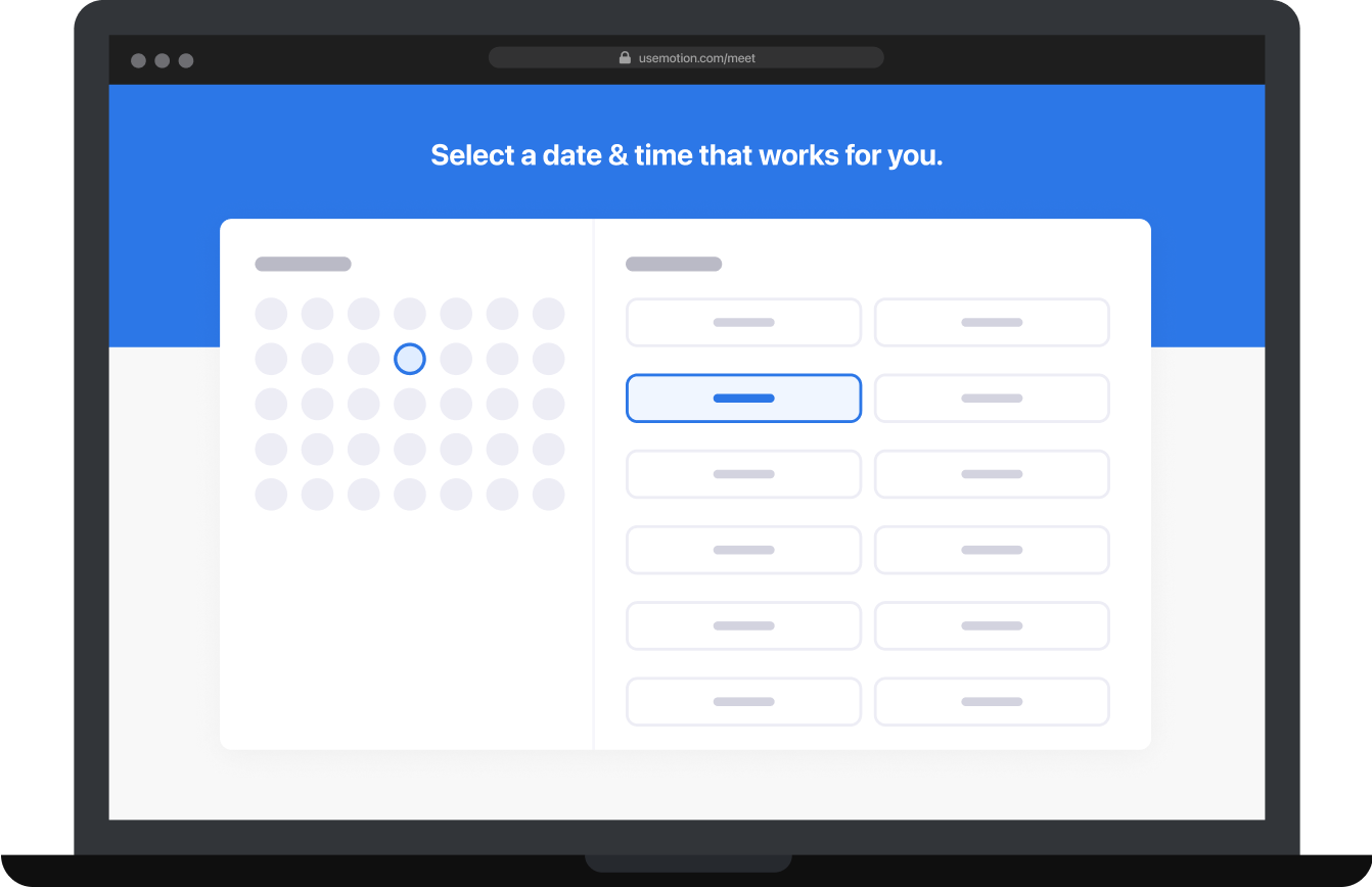 Motion meeting scheduling feature