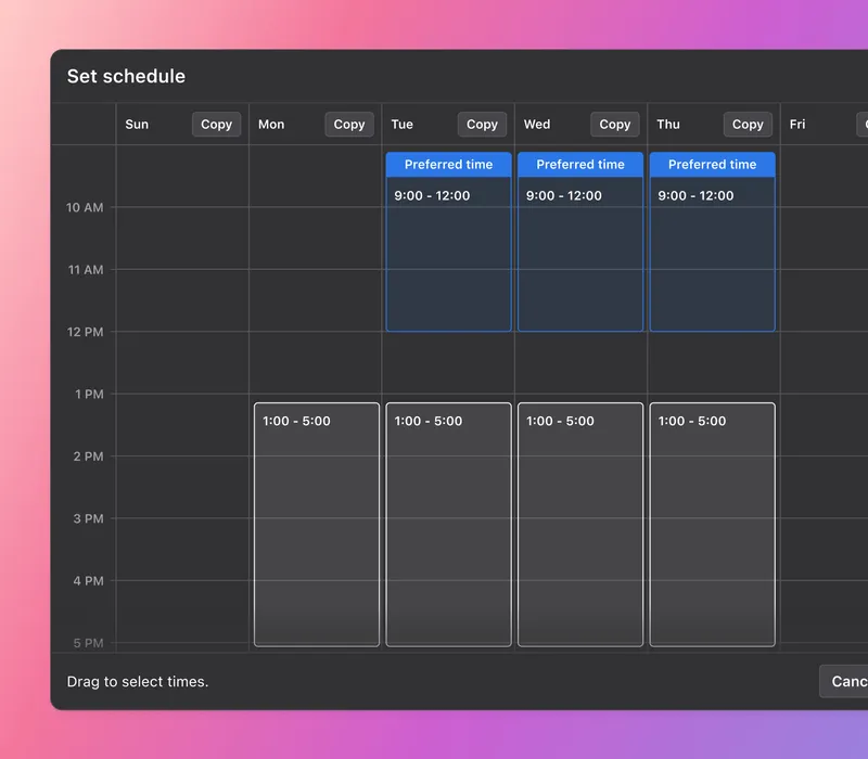 Motion team calendar