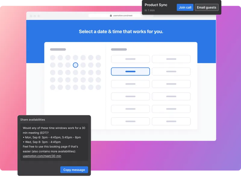 Motion Intelligent Calendar interface