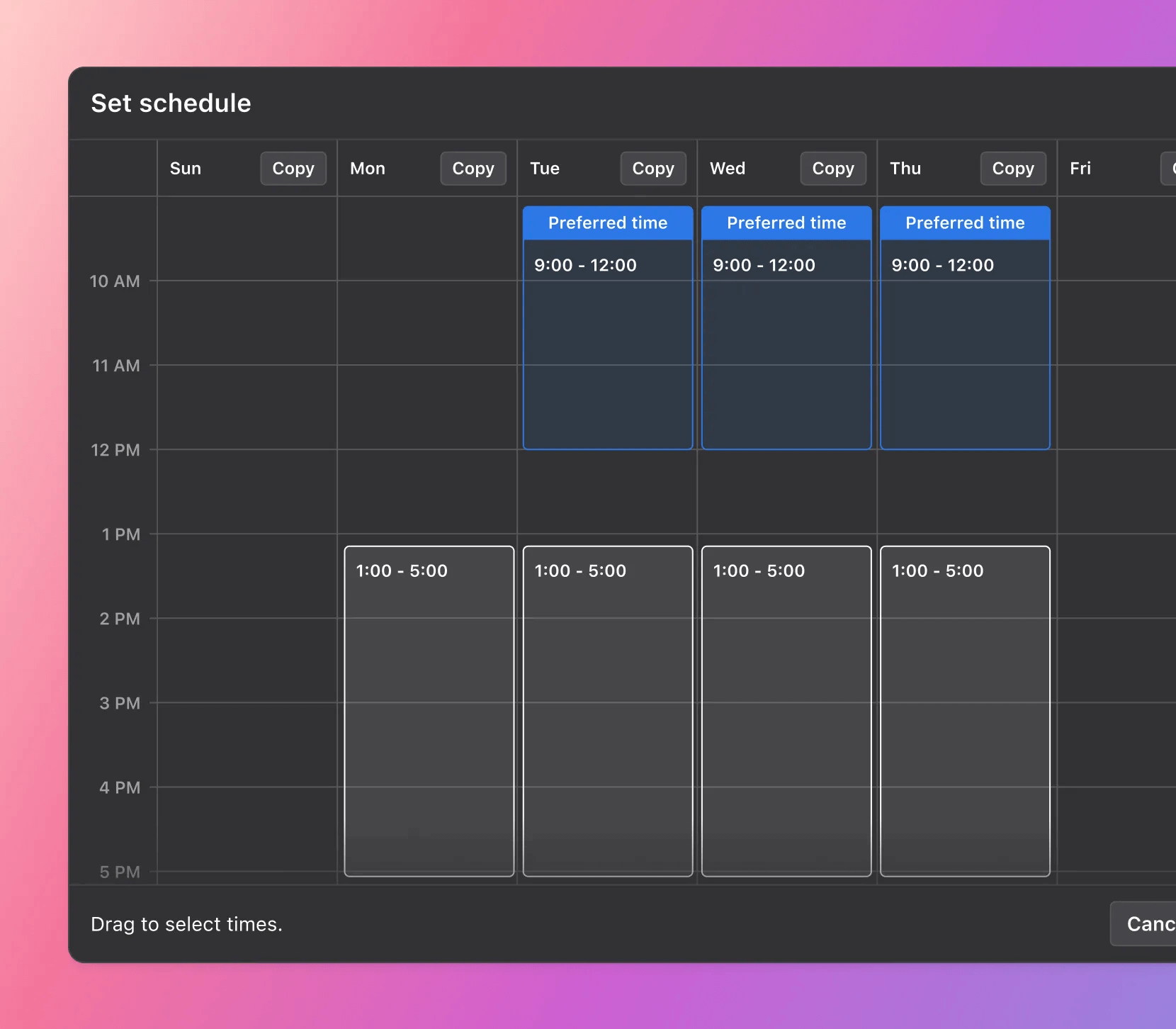 Schedule meetings based on preferred times
